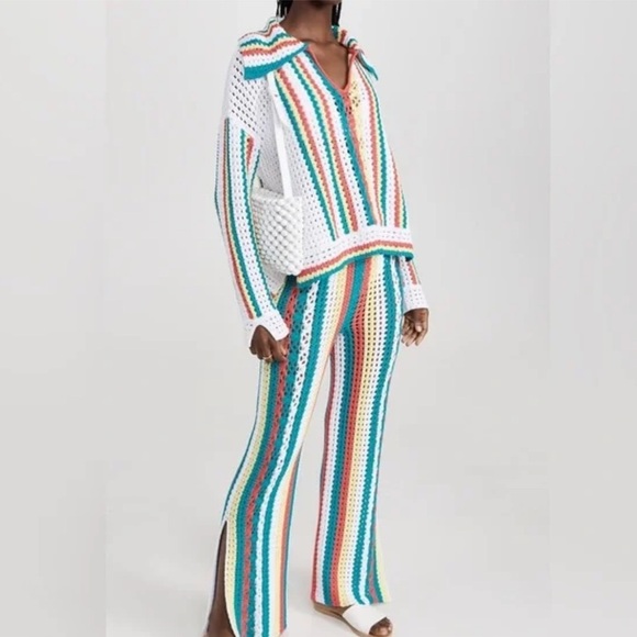 Solid & Striped The Lola Pullover Crochet Long Sleeved Split Cuffs - Picture 4 of 14